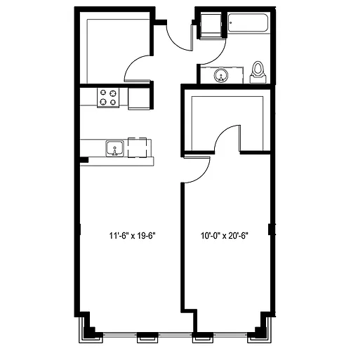 Floor plan 1 Bedroom N plus Den