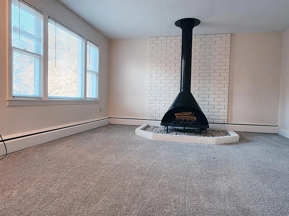 living room - stand alone fireplace