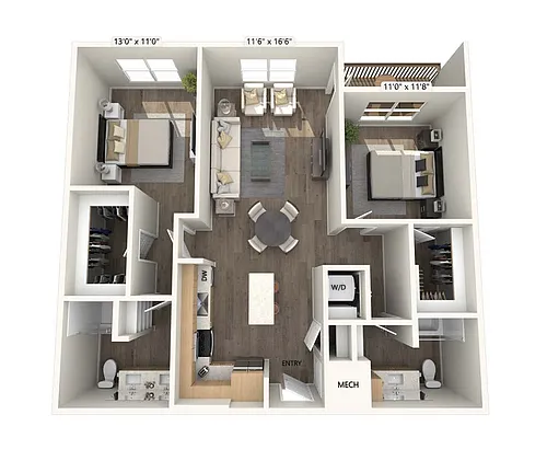 Floor plan B2-1097-1144sf-FinishIII