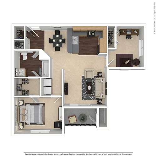 Floor plan 2 Bedroom, 1 Bathroom