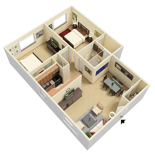 Floor plan 2 Bed 1 Bath Ground Floor