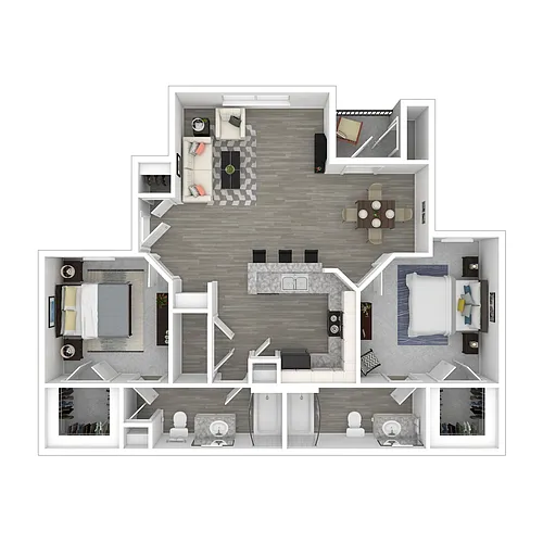 Floor plan 2 Bedroom, 2 Bath (Market Rate)