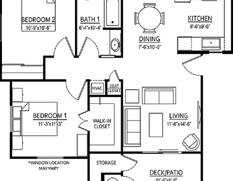 Valencia | 2Bed/1Bath | 910 SF Valencia | 2Bed/1Bath | 910 SF