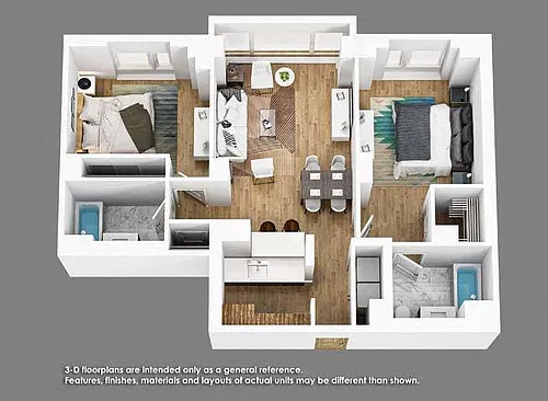 Floor plan 2 Bedroom 2 Bath- B02