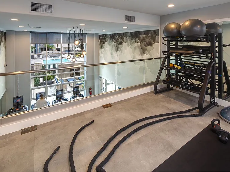 Fitness center with stretching area