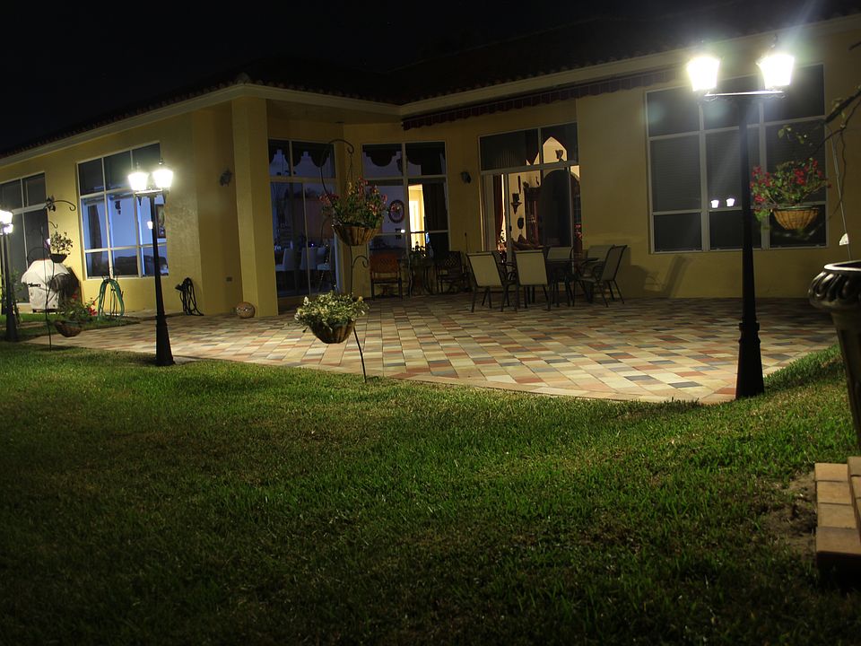 view from the yard at night