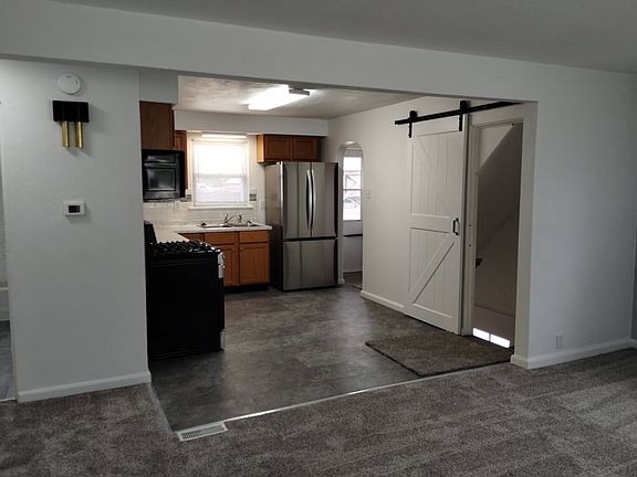 View from living room to the kitchen.