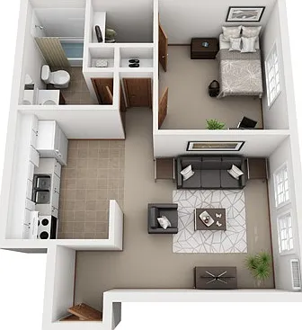 1 Bed 1 Bath - Straight 1 Bed 1 Bath - Straight