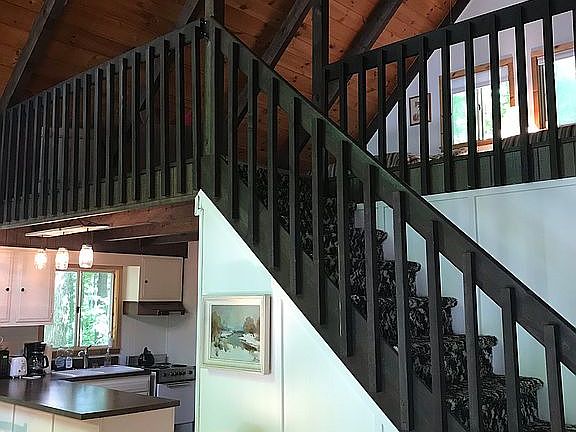 Stairs up to loft
