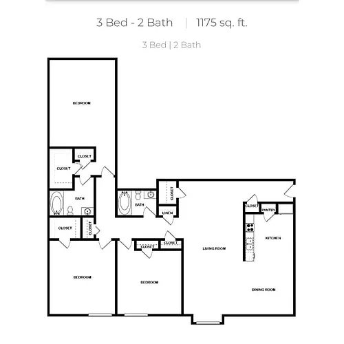 Floor plan 3 Bedroom - Renovated