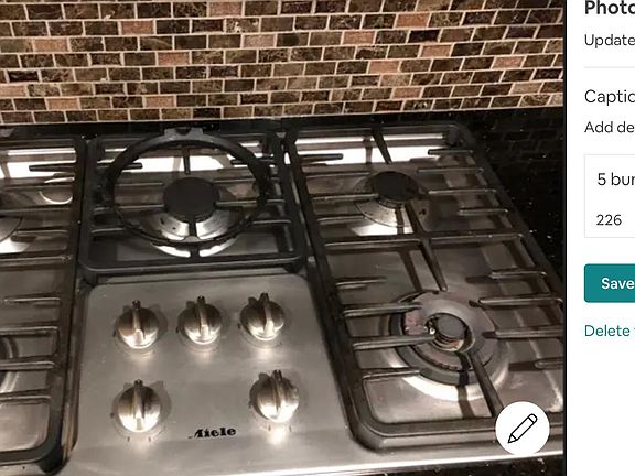 5 burner Miele gas stove.