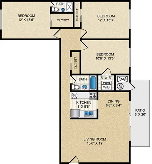 Floor plan Three Bedroom