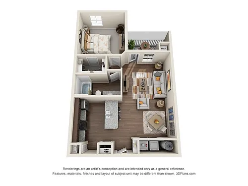 Floor plan 1 bedroom/1 bath 1