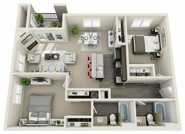 Floor plan 2 Bed 2 Bath