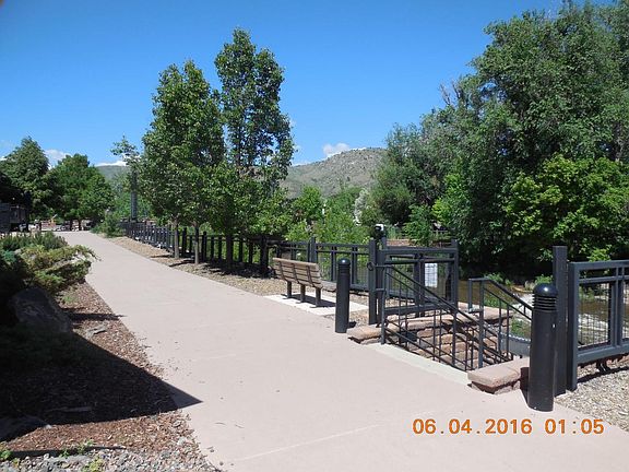 Building located adjacent to Clear Creek walkway.