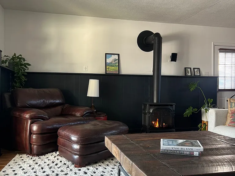 Cozy reading nook near the fireplace