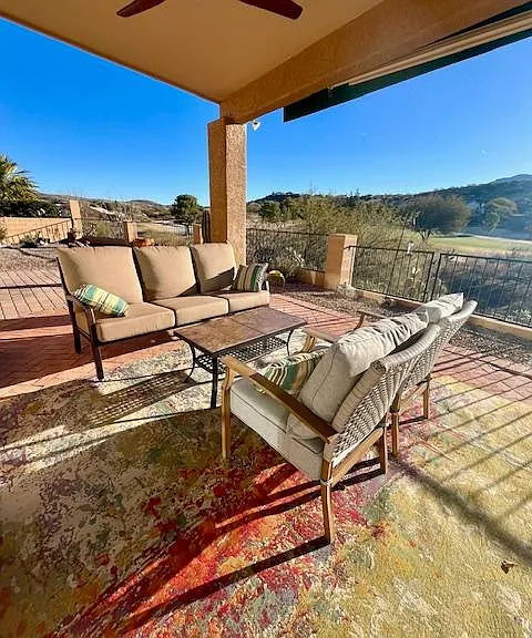 Comfy high end patio furniture and views to die for