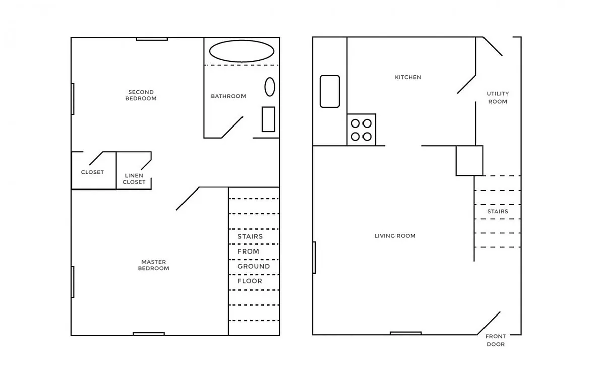 Floor plan 2 Bed Townhome Classic