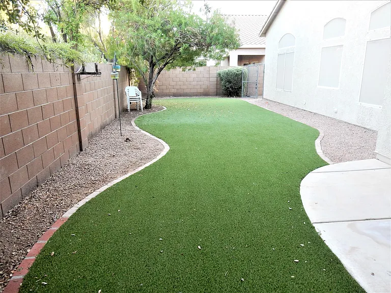 Backyard with artificial grass