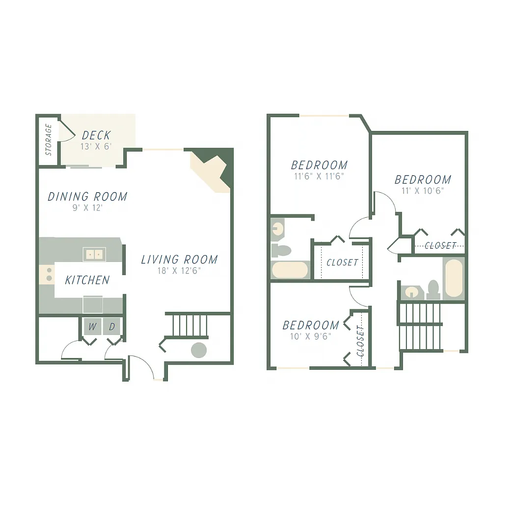 Floor plan Cast - 3x2.5 Townhouse