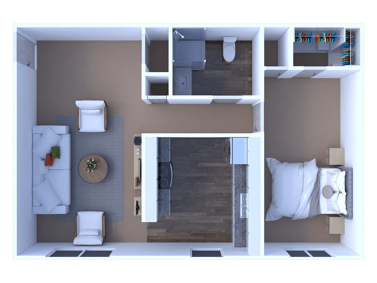 Floor plan West Logan Street 1 Bedroom/1 Bathroom