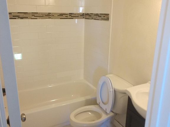 New fixtures and tile floor on second floor bath