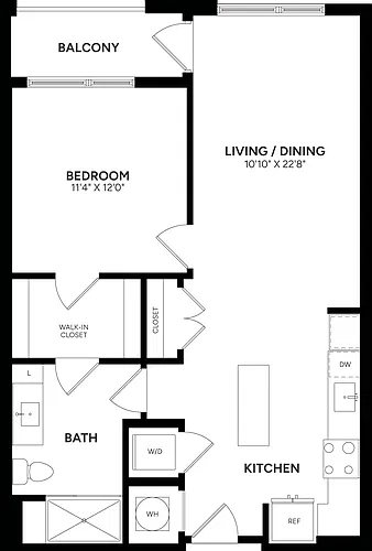 Floor plan 1 Bed/ 1 Bath-A11