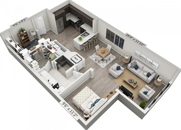 Floor plans are artist's rendering. All dimensions are approximate. Actual product and specifications may vary in dimension or detail. Not all features are available in every apartment. Prices and availability are subject to change. Floor plans are artist