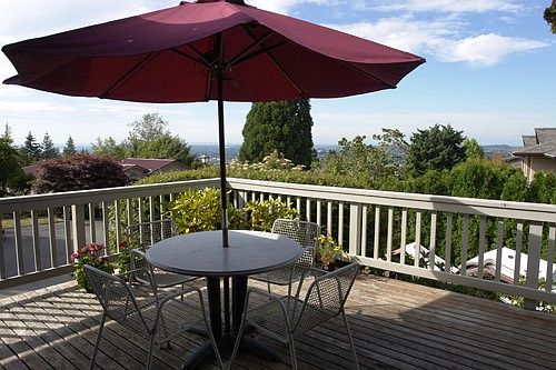 Deck off the living room. This is one of six decks on this home.