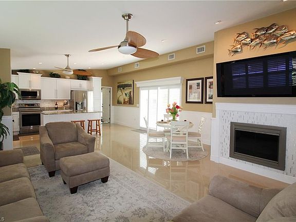 Living Room with wood-burning fireplace