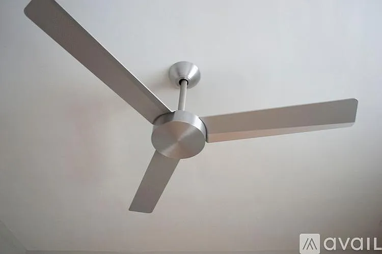 Ceiling fan in living room area and bedroom area.