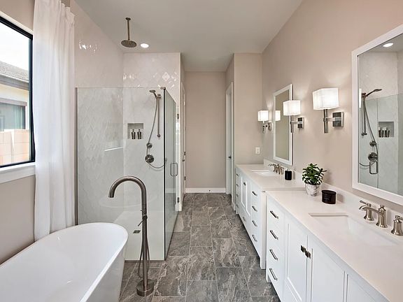 Primary bath with dual vanities