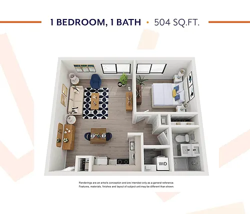 Floor plan 1 Bedroom 1 Bathroom