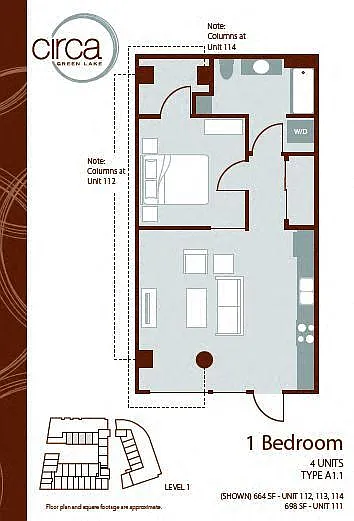 Floor plan 1 Bedroom 1 Bath - A1.1
