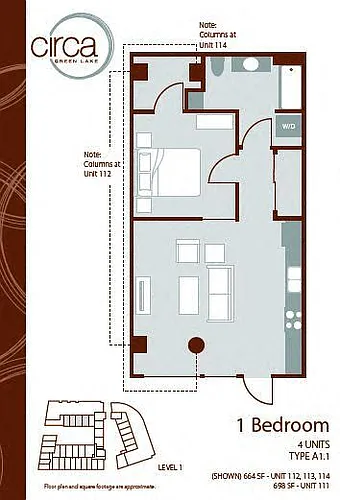 Floor plan 1 Bedroom 1 Bath - A1.1