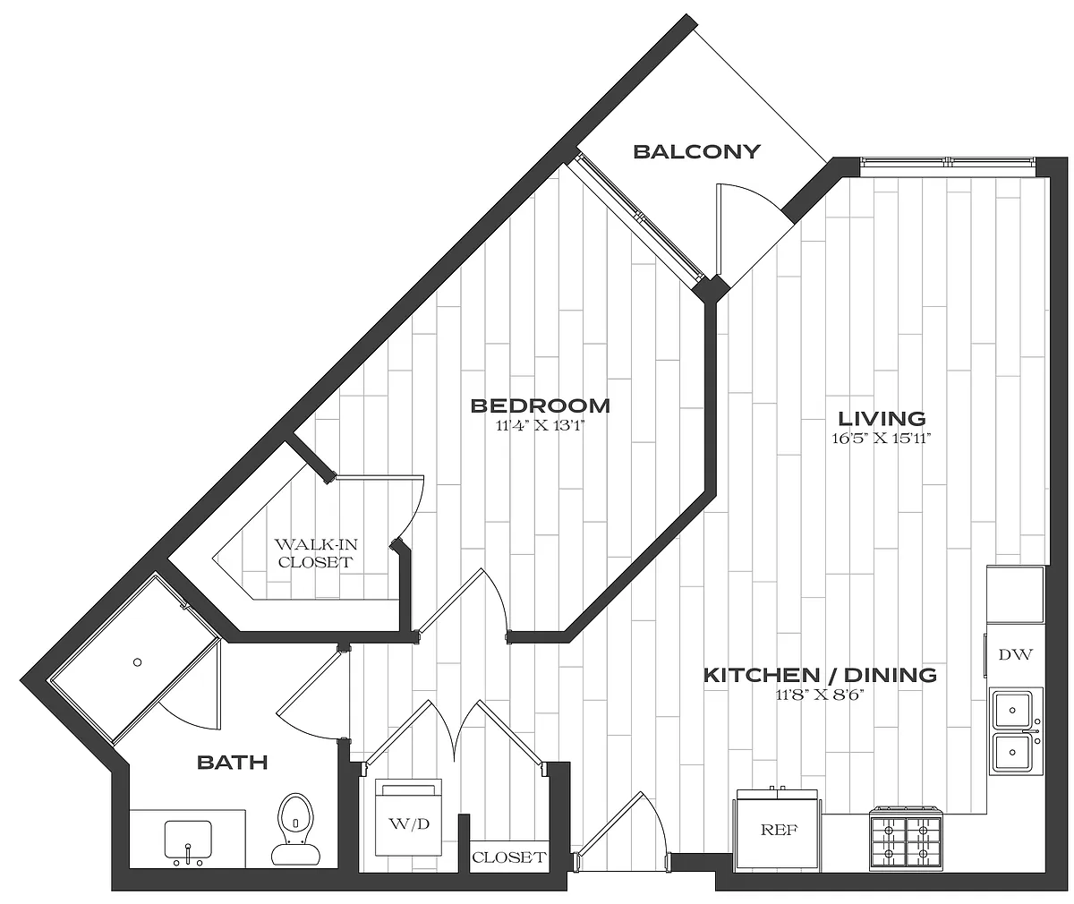 Floor plan 1 Bed/1 Bath-A1