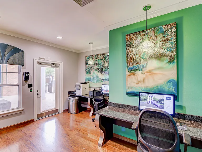 Clubroom with coffee and work stations