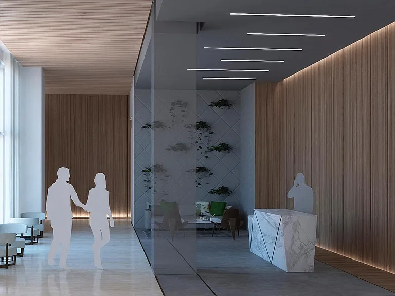 Lobby with controlled access, 24-hour concierge, package service, and on-site management