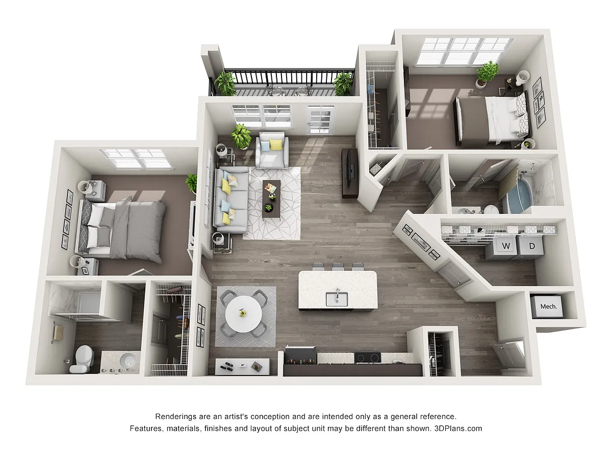 Floor plan B2 - Two Bedroom, Two Bathroom