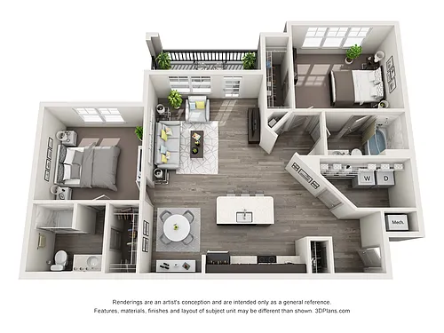 Floor plan B2 - Two Bedroom, Two Bathroom