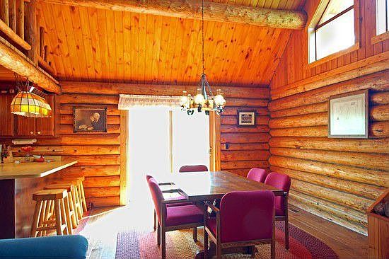 Dining area over-looks the lake.