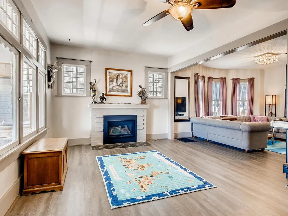 Living Room with brand new gas fireplace