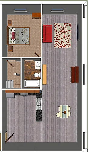 Floor plan The Brickstone : 1 Bed / 1 Bath