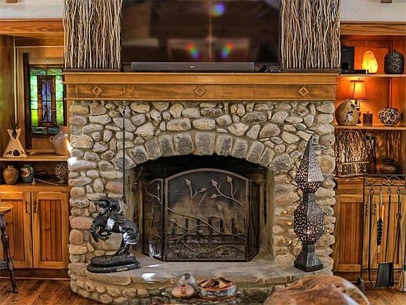 River Rock Fireplace
