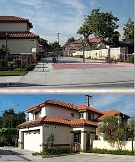seen from the street and side profile of house