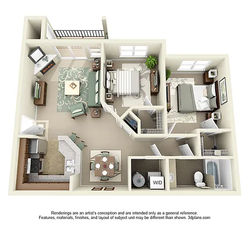 Floor plan 2 Bed. 1 Bath