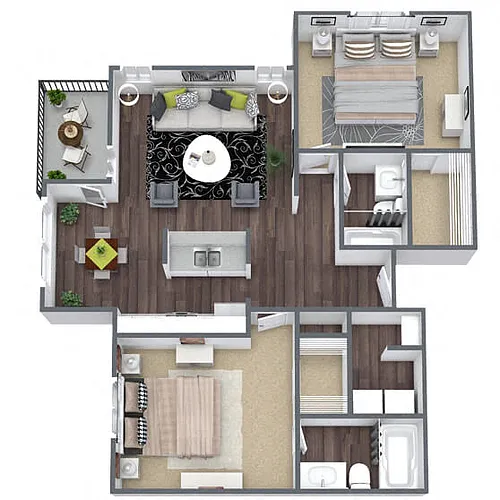 Floor plan B2: 2 Bed 2 Bath