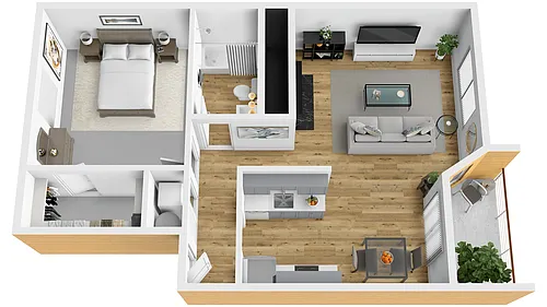 Floor plan 1x1b
