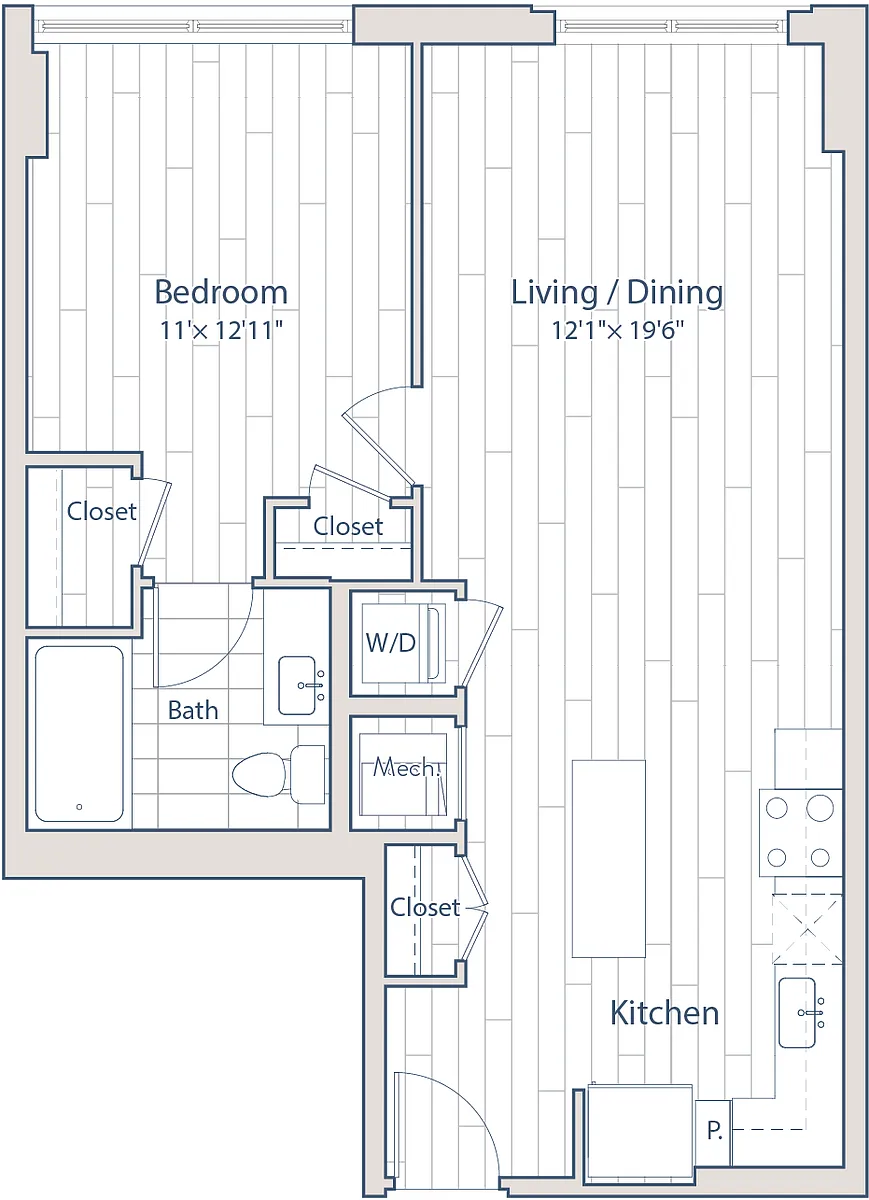 Floor plan 1 Bed/1 Bath-C12-1