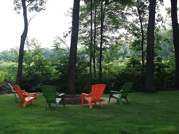 Fire pit in back yard